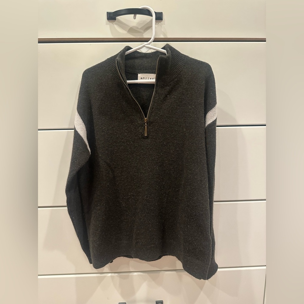 Boys Morley Half-Zip Dark Sweater with White Accents